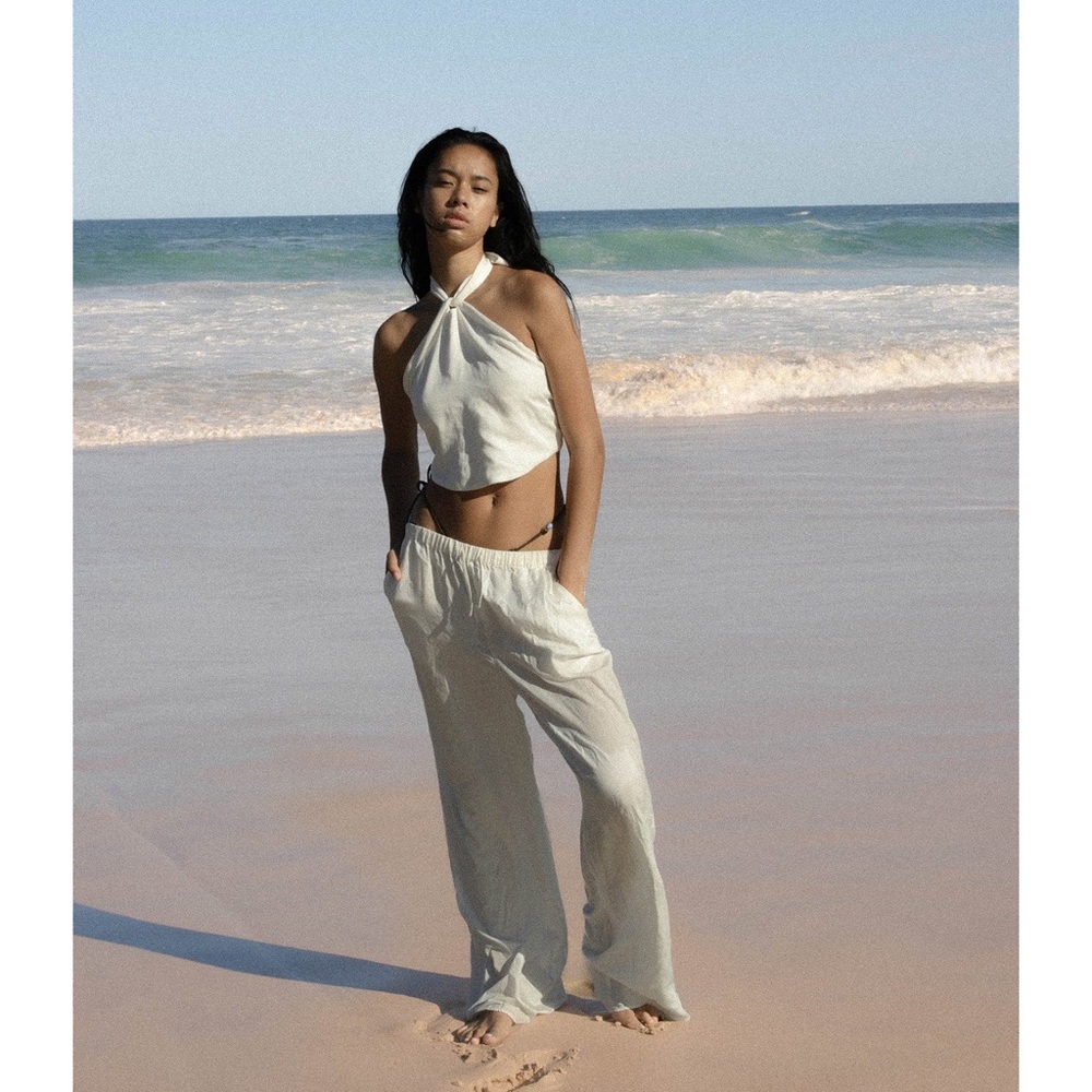 One mile the label ivy wide leg pants ivory cream white